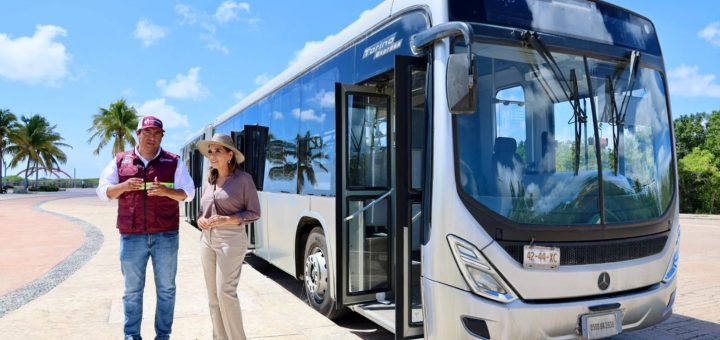 Llegan a Cancún megaautobuses para 150 personas